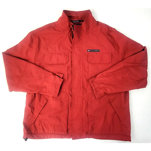 Vintage Tommy Hilfiger SCI-MAC Jacket Men's XL Red Zip Up Y2K Gorpcore Preppy - Picture 2 of 14